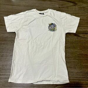 Santa Cruz Short Sleeve Shirt Boys Youth Size Large Light Gray Floral Skateboard